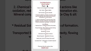 Soil Mechanics part 1  shortnotes civilengineering soilmechanics soil [upl. by Aiuqat]