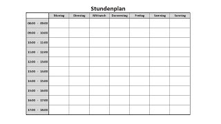 Stundenplan Tagesplan zum Ausdrucken in Excel Tutorial für Anfänger [upl. by Ydnelg]