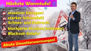 Höchste Warnstufe LILA Stundenlang massiver Eisregen und starker Schneefall Unwetter Blackouts [upl. by Mou523]