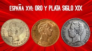 Monedas de ORO y PLATA del siglo XIX de España  ELMONETARIOESTRAFALARIO oro antiguo plata [upl. by Naveb]