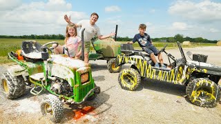 Making Our Real Tractor and Kids Tractor SUPER dirty  Tractors for kids [upl. by Lebam]