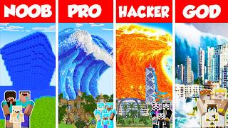 Minecraft TSUNAMI HOUSE BUILD CHALLENGE  NOOB vs PRO vs HACKER vs GOD  Animation [upl. by Runkle]