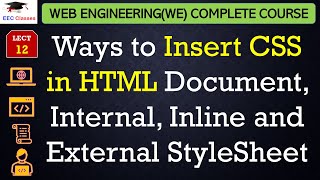 L12 Ways to Insert CSS in HTML Document Internal Inline and External Stylesheet with Example [upl. by Zinnes554]