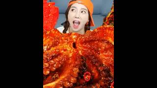 SSOYOUNG ASMR EATING DELICIOUS OCTOPUS 🐙 AND BLACK BEAN NOODLES 🥵🔥 I MUKBANG SHORTS [upl. by Joette19]