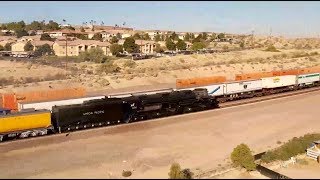 Tehachapi Live Train Cam Drone at Barstow with the Big Boy 4014 [upl. by Hecker]