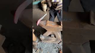 Forging process of manganese steel curved hatchet [upl. by Aniral]