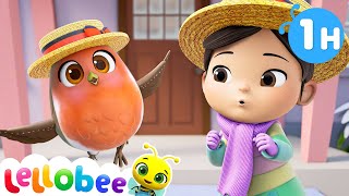 Tiny Little Robin 🌻Lellobee City Farm  Kids Playhouse Song Mix [upl. by Orwin]