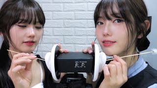 ASMR 日本人と韓国人の耳かきロールプレイ 일본인과 한국인의 쌍둥이 귀청소 Japanese and Korean Twin Ears Cleaning [upl. by Ahsenahs]