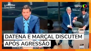 Novo vídeo mostra Datena e Marçal discutindo após agressão [upl. by Batruk]