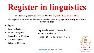 Register in Speech Register in Linguistics Explanation with Examples Types Register in Speech PDF [upl. by Anar75]