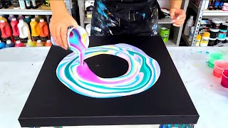 WOW I Cant Believe Left Over Paints Made This Gorgeous Acrylic Painting  Acrylic Pouring [upl. by Hayalat]