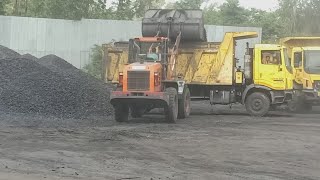 TL340H Tata Hitachi with Tata prima truck coal stock loading 🚒 driver truck wheelloader viral [upl. by Treboh]