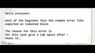 Expected an indented block  Python Programming [upl. by Kaufman592]