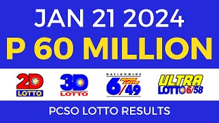 Lotto Result January 21 2024 9pm PCSO [upl. by Ferretti]