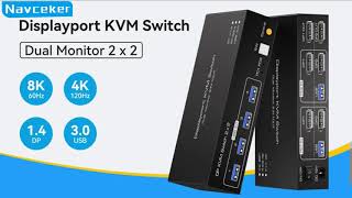 8K Displayport DP KVM Switch 2 Monitors 2 Computers [upl. by Ardnahc]