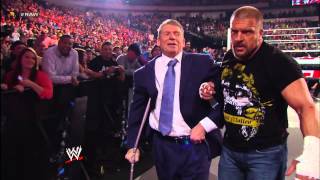 Triple H assists Mr McMahon backstage after their fight with Brock Lesnar amp Paul Heyman [upl. by Viola]