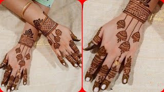 Jhumka Style Beautifull Mehndi designEasy mehndi designNew mehndi designMehndi design backhand [upl. by Epul]