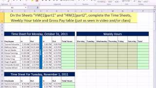 Excel 2010 Business Math 44 Payroll Time Sheets IF Function For Overtime ampGross Pay Calculations [upl. by Alton]