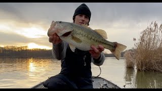 BEST WINTER BASS FISHING  Illinois Cooling Lake [upl. by Atteyek]