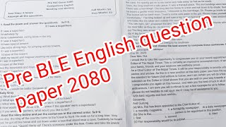 Pre BLE question paper 2080कक्षा ८ को अंग्रेजी विषयको प्रश्न पत्र। English question paper 2080 [upl. by Lyrehs]