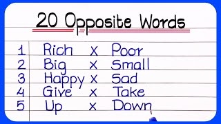 Opposite Words  20 Opposite word  Opposite words in english  अपोजिट वर्ड्स [upl. by Mikah]