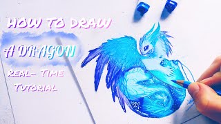 🌌 How To Draw A Cute Dragon 🌌  Tutorial With Colored Pencil 🔮🌠 [upl. by Tammie394]