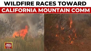 US Wildfire Explosive Wildfire Races Toward Southern California Mountain Community  India Today [upl. by Nibram]