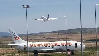 Departure of an A380 aircraft bound for Frankfurt Airport Germany from Teruel Airport Spain [upl. by Hickie]