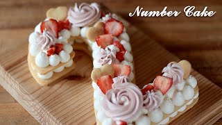 How to make Cream Tart Number Cake  Free Template [upl. by Brookhouse574]