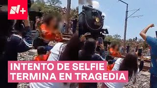 Muere mujer al intentar tomarse una selfie con el ferrocarril  N [upl. by Zeculon990]