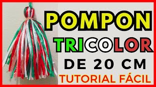 COMO HACER POMPONES DE RAFIA TRICOLOR  BORLAS DE RAFIA  PASO A PASO ¡LA MEJOR [upl. by Wes]