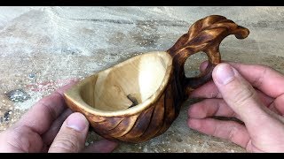 Making a wooden coffee cup out of birch burl wood  by jonas olsen from Norway [upl. by Ati257]