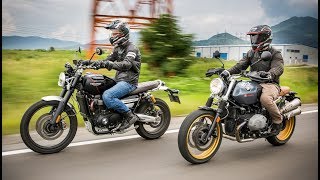 Triumph Scrambler 1200 vs BMW R nineT Scrambler  Complete Review [upl. by Justina]