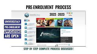 PREENROLMENT Process on Universitaly 2022  23  Explained [upl. by Hannala]