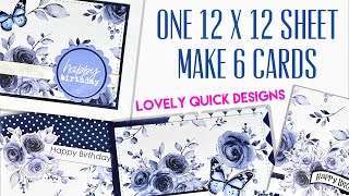 QUICK EASY BIRTHDAY CARD MAKING  6 DIY card design ideas  using up your patterned papers stash [upl. by Ednutabab]