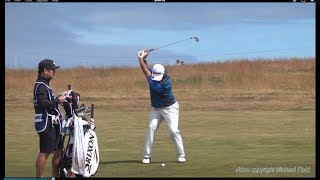 Hideki Matsuyama golf swing Short Iron faceon view ASI Scottish Open July 2018 [upl. by Sayre518]