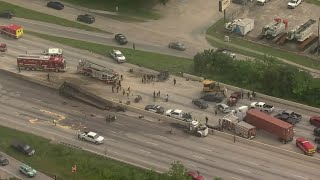 1 dead after bulldozer falls off 18wheeler on North Loop at Homestead [upl. by Lledo]