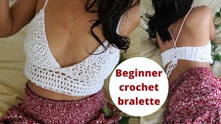 Easy beginner crochet bralette in any size [upl. by Cadmarr180]