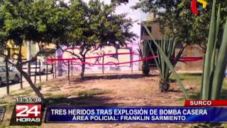 Explosión de bomba casera deja tres heridos en Surco [upl. by Brod]