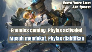 Edith Voice Lines And Quotes Mobile Legends dan Artinya [upl. by Baseler608]