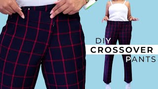 Simple DIY Crossover Pants Thrift Flip from Too Big Trousers [upl. by Zeralda]