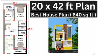 20 x 42 House Plan  20x42 House Design  20x42 Ghar ka Naksha  East Facing House Plan [upl. by Ivanna]