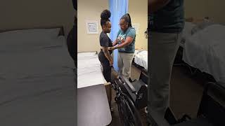 CNA Skill 22 Transfer from bed to wheelchair using transfer gait belt [upl. by Dawna]