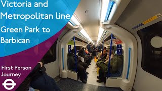 London Underground First Person Journey  Green Park to Barbican via Kings Cross St Pancras [upl. by Zeta22]