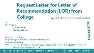 Request Letter for Letter of Recommendation LOR from College [upl. by Jephthah]