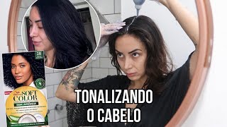 TONALIZANDO O CABELO COM SOFT COLOR PRETO AZULADO DA WELLA [upl. by Eicyak899]