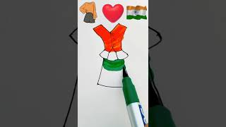 I have made flag in frock 👗 drawing by sketch colour art drawing flag 2024 viral indianflag [upl. by Brost]