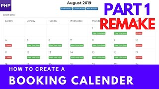 How to create a booking calendar  php mysql  Remake [upl. by Darrin]