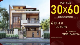 30x60 East Facing House Design 3D  6BHK  interior design  3060 Home Design  30 by 60 House Plan [upl. by Ellenad]