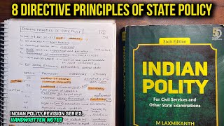 Directive Principles of State Policy Handwritten Notes 8 Indian Polity → M Laxmikanth 8 [upl. by Duester]